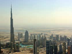 Downtown Dubai desde el helicóptero